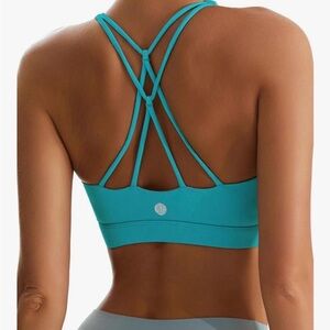 Running Girl Aqua Strappy Back Sports Bra